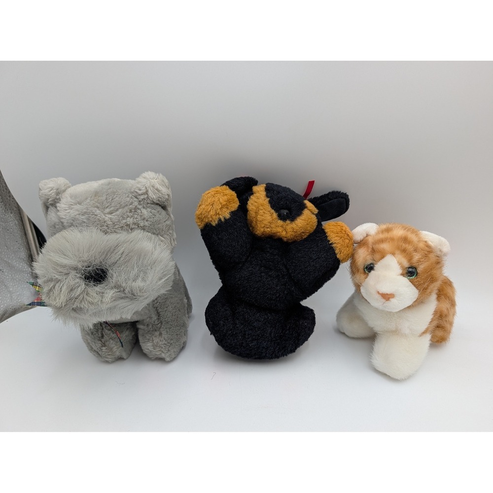 America Wego Plush Lot Grey Schnauzer Orange Cat Black Tan Puppy Vintage Toy